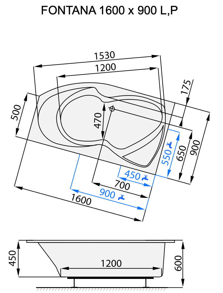 santech-fontana-160x90-cm- technicky-nakres
